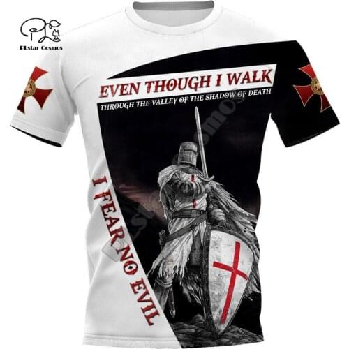 Mens women Knights Templar t shirt Summer 3d tshirts soldier fighter print black white red tees casual short sleeve tops outwear