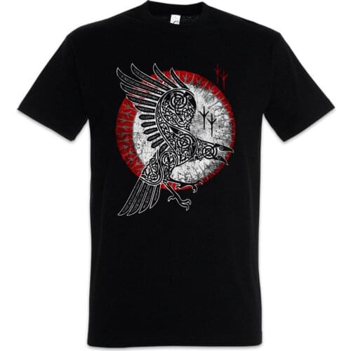Norse Raven T-Shirt Hugin and Munin Valhalla Norse Vikings Odhin Odin Thor Hot 2019 Fashion Black Cotton Custom Tee Shirts
