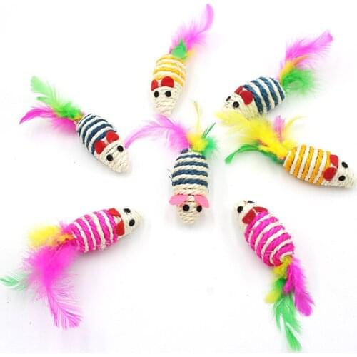 Cat Toys Goods For Cats Sisal Rat Interaction Colour Feather Grinding Claw Plush Hamster Pet Fidget Toys Accessories For Pets