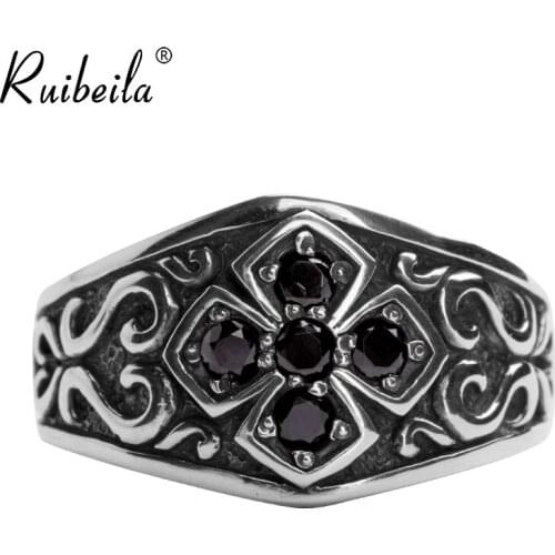 Ruibeila cross ring men and women opening adjustable size ring 100% 925 sterling silver vintage finger ring jewelry