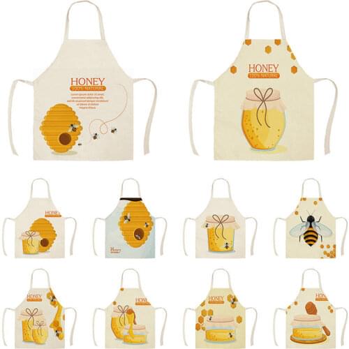 Kitchen Natural Honey Moon Bee Apron Sleeveless Apron Woman Kitchen Apron Woman Cooking Baking Bib Cleaning 68*55 Cm Delantal