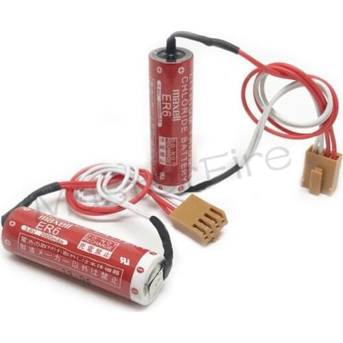 Maxell ER6 3.6V 2000mah Horned Lithium Thionyl Chloride Industrial Li-ion Battery PLC Batteries Cell ER 6 with Plugs