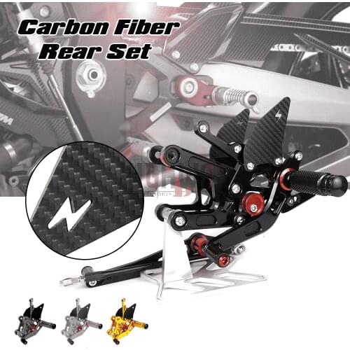 Motorcycle CNC & Carbon Fiber Footrest Rear Set Adjustable Rearset Foot Peg for YAMAHA YZF-R6 YZF R6 YZFR6 2006-2016 2015