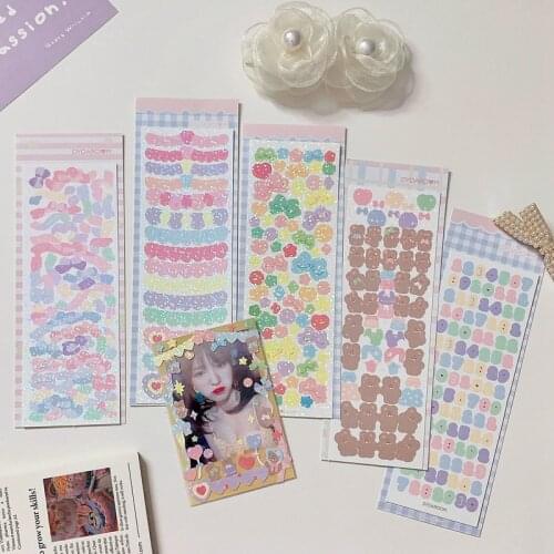MINKYS New Arrival 2pcs/lot Ribbon Bear DIY Photocards Scrapbooking Sticker Decorative Stickers School Stationery