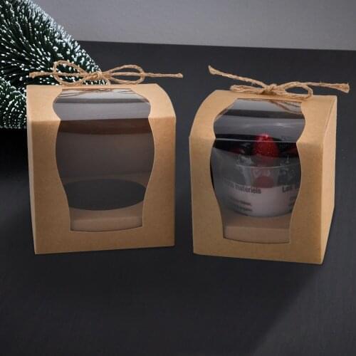 12pcs Set Clear Windowed Cupcake Boxes Bakery Cake Box Party Christmas Birthday Wedding Favor Donut Kraft Mini Cake Accessories