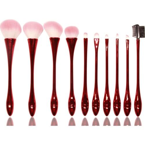 Makeup brushes Manufacturer Private Label 10pcs Pink Plastic Nylon Hair Makeup Brushes Set Professional For Makeup Beauty