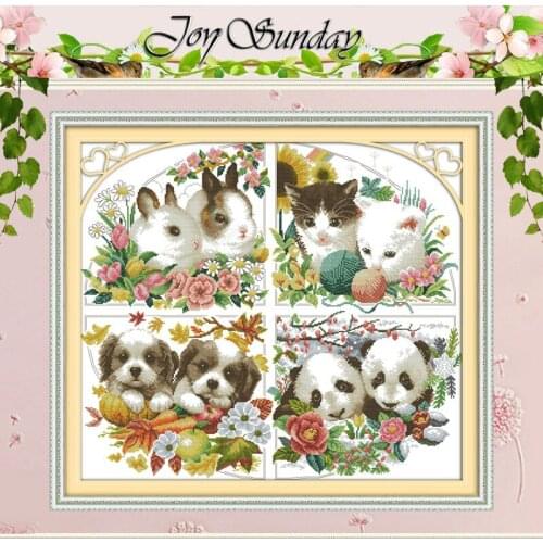Four Seasons Animal Patterns Counted Cross Stitch 11CT 14CT Cross Stitch Sets wholesale Cross Stitch Kits Embroidery Needlework