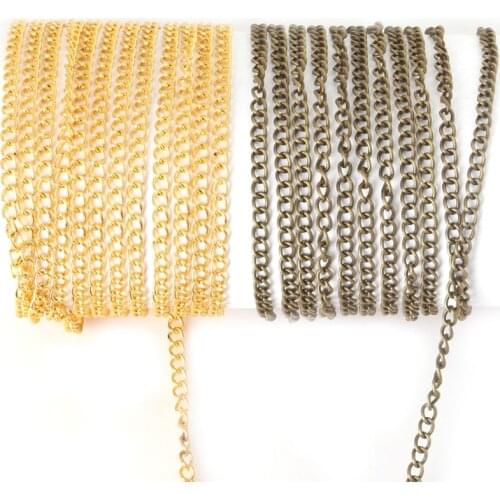 New factory price 10 Meters 3MM (2 Colors) Finsh Metal Curb Chain for Necklace Jewelry Findings