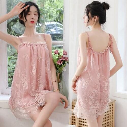 New sexy small princess fresh bud silk condole belt nightgown cool summer pajamas women appeal of loose big yards