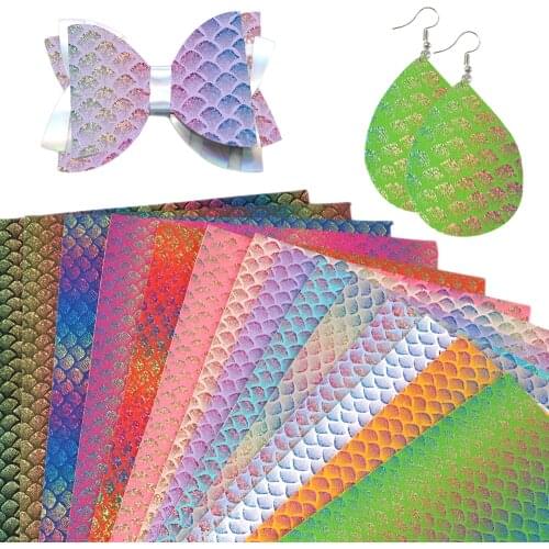 New 20*33cm Fish Scale Laser Synthetic Leather Sequins Patchwork Bag Shoes Handmade Phone Case DIY,c8093