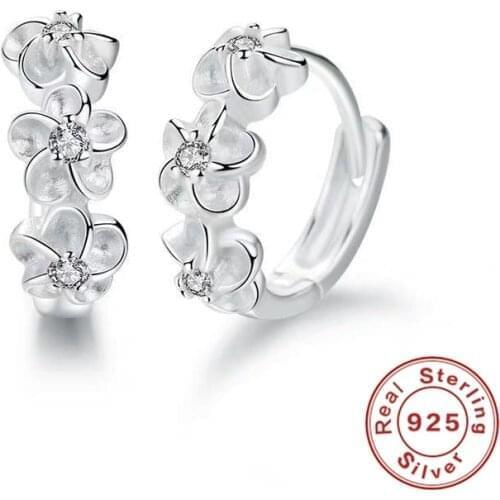 New 925 Sterling Silver Earrings Small Flower Round Earrings Female Charm Jewelry Gift