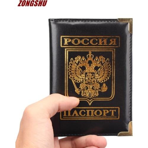 2019 Russian leather cover on the passport covers traveling organizer for documents, card holder for womens visiting cards case