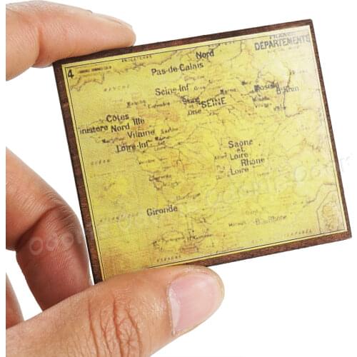 Odoria 1:12 Miniature Antique Map for Reading Room Living Room Ornament Bedroom Home Dollhouse Accessories Doll House Decoration