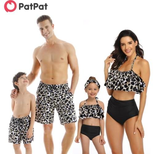 PatPat 2021 New Arrival Halter Leopard Print Matching Swimsuits