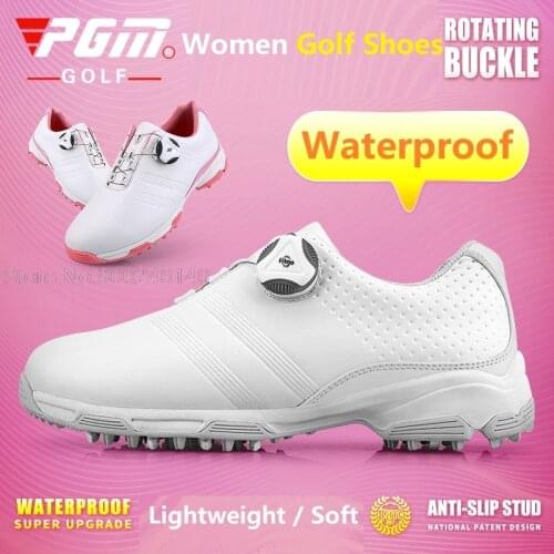 Pgm Womens Waterproof Anti-Slip Golf Shoes Ladies Girl Knobs Buckle Sports Shoes Lightweight Breathable Golf Sneakers