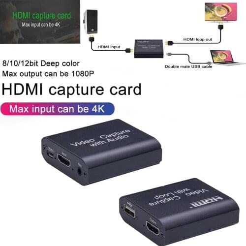 4K HDMI Capture Card Audio Video Recording Plate Live Streaming USB 2.0 1080P Grabber Local Loop Out for PS4 Game DVD Camera