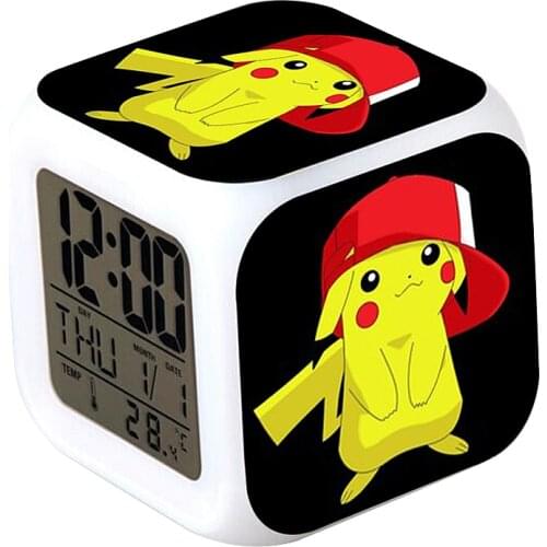 Pokémon Pet Alarm Clock LED Digital Clock 7Color Changing Light Night Glowing Kids Desk Clock Children Gift часы будильник