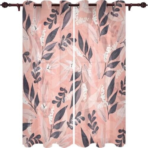 Polyester Curtain Leaves Flowers Fresh Kitchen Room Curtains In The Modern Living Room Bedroom Dining Room Translucent Curtain