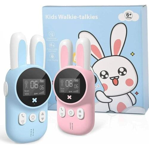 1 Pair Portable Handheld Childrens Walkie Talkie Kids Mini Toys Transceiver 3KM Range UHF Radio Lanyard Interphone Baby Gift