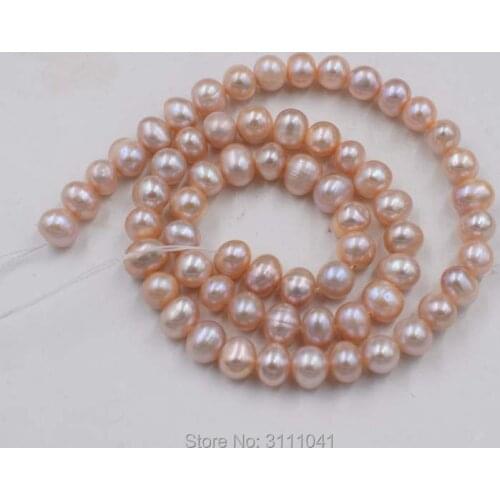 Freshwater pearl purple near round 6-7mm FPPJ wholesale 14" nature loose beads for DIY jewelry