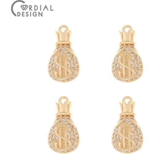 Cordial Design 10Pcs 9*17MM Jewelry Accessories/CZ Charms/Genuine Gold Plating/DIY Parts/Bag Shape/Jewelry Findings & Components