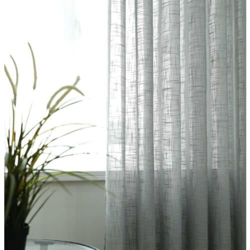Gray Linen Sheer Curtains for Living Room Bedroom Window Beige Tulle Curtains for Kitchen Door Draps Home Decoration Customize