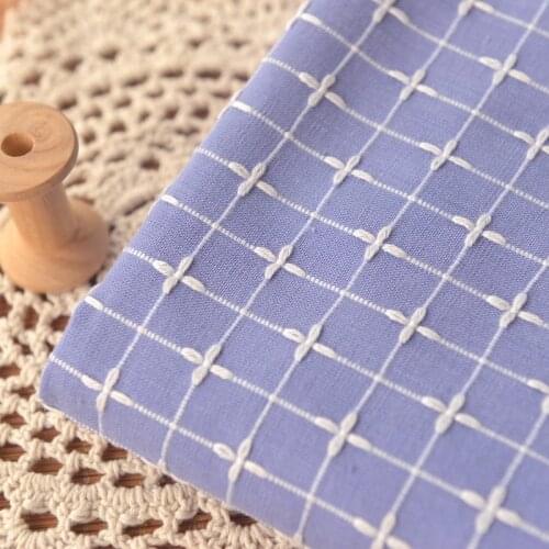 Are blue purple cross lattice fabric Cotton and linen cotton fabric Dress, trousers, shirts, blouse, childrens clothing tissus