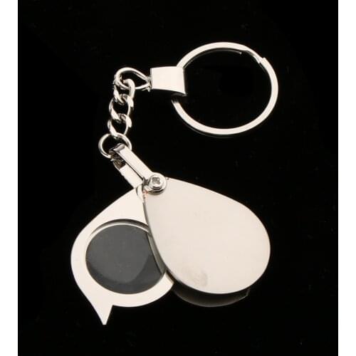 Folding Key Ring Magnifier 15X with Key Chain 20mm Diameter Glass Magnifying Jewelry Tools