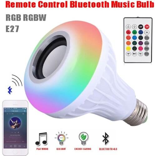 Bluetooth LED Lamp Speaker Music Playing Audio Smart Bulb Light Speakers with Remote Control for Home
