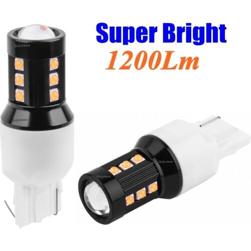 2PCS New T20 W21W 7440 WY21W LED Car Tail Brake Lamp Turn Signals Auto Rear Reverse Bulb Daytime Running Lights Red Yellow White