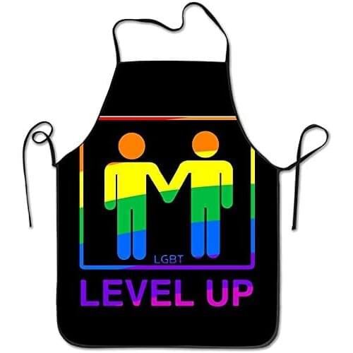 Level Up LGBT Marry Chef Cooking Apron for Women Men Carpenter Shop Creative BBQ Waterproof Funny Grill Personalized