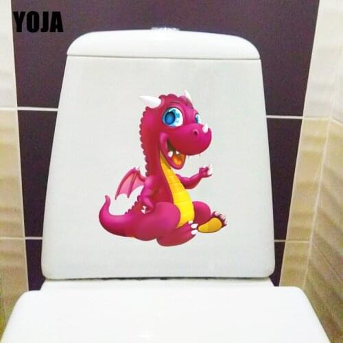 YOJA 19.4×23.9CM Cute Little Dinosaur Childrens Bedroom Wall Stickers WC Toilet Decals Home Decoration T1-2826
