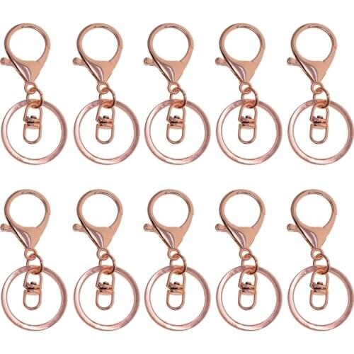 10Pcs Rose Gold Long Swivel Trigger Lobster Claw Clasps Keychain Handbag Chain Buckles Bag Belting Pet Dog Chain Connector
