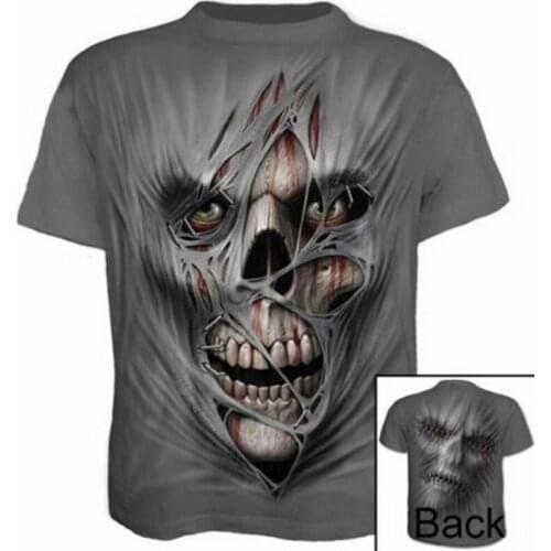 2019 new skull mens casual t-shirt Summer 3D printed round neck cool shirt Street fashion trend youth hip hop Tops T-shirt