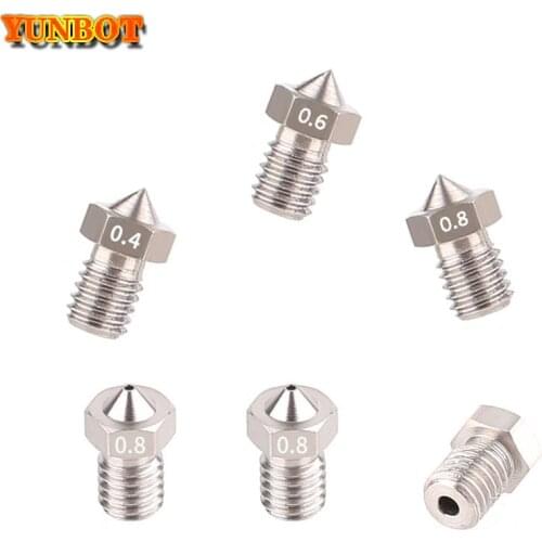 5pcs/lot 3D Printer parts E3D V5 V6 Stainless steel Nozzle M6 Screw thearded 0.2/0.3/0.4/0.6/0.8/1.0mm for 1.75mm Filament