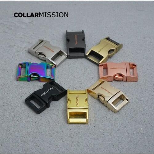 50pcs/lot Side release engraved metal buckle for DIY dog collars accessory high quality retailing 15mm webbing strapping 8 kinds