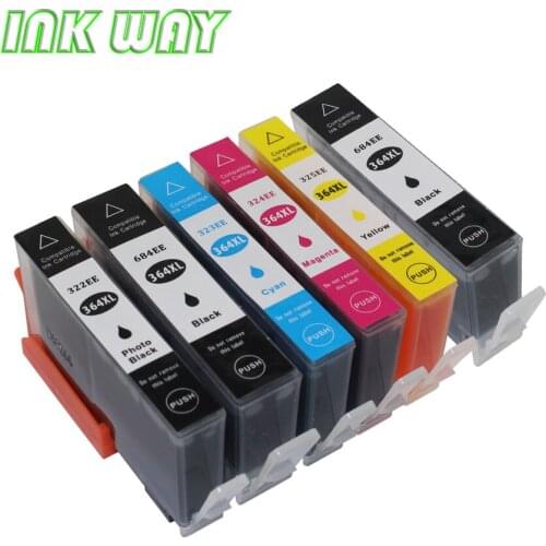 INK WAY 6PCS 5C replacement ink for hp364 ink for hp photosmart 5510 5511 5512 5514 5515 5520 5522 5524 6510 6520 6512 6515 7510