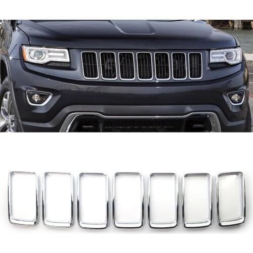 7pcs/set Racing Grills for Jeep Grand Cherokee 2014-2016 Insert Mesh Vent Bezel Ring Outlet Exterior Styling for Grand Cherokee