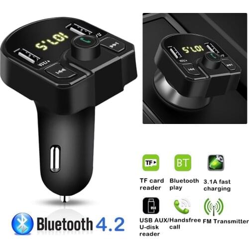 Car FM Transmitter Wireless Modulator Bluetooth Handsfree U Disk TF MP3 Music Player 3.1A+1A Dual USB Charger