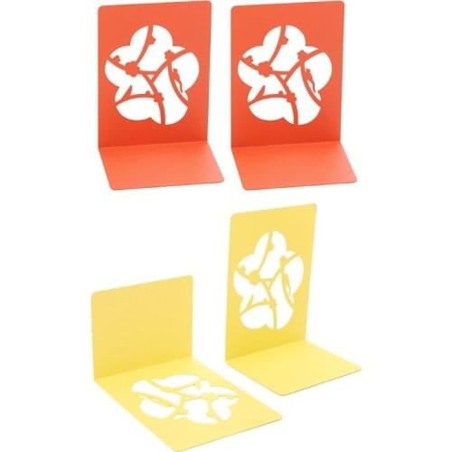 Hollow-out Cherry Flower Iron Bookends Anti-Slip Metal Book Stoppers Book Holder