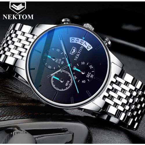 2021 New Sport Mens Watches Top Brand Luxury Full Steel Quartz Chronograph Clock Waterproof Big Dial Watch Gift for Men