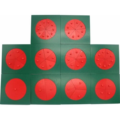 Baby Montessori Math Toys Wooden Fraction Circles 1-10 Counting Fractions Educational Wood Toys Circular Division Grasping Board