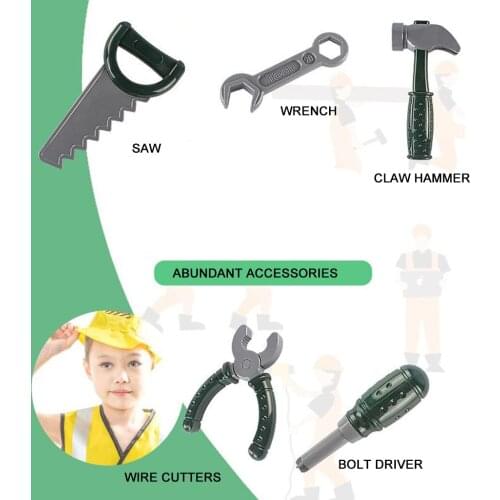 Kids Architect Repaireman Worker Tools Set Boys Pretend Play Toy Drama Props