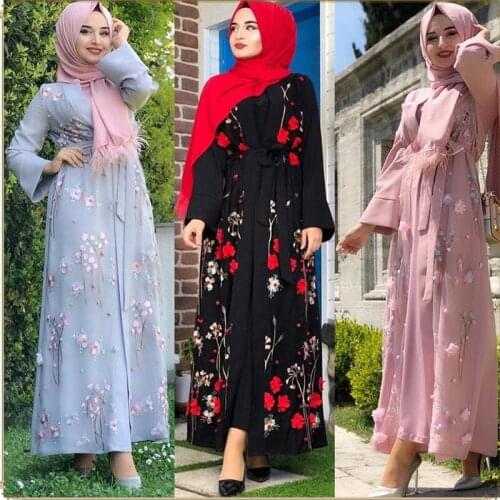 Eid Al-Adha Dubai Abaya Muslim Fashion Dress Cardigan Turkish Islamic Clothing Abayas for Women Kaftan Robe Female Dresses 2021