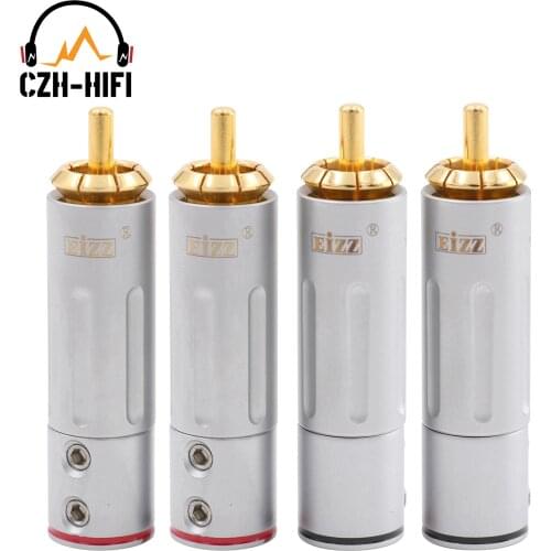 EIZZ High End RCA Plug 24K Gold plated Brass RCA Connector for Adapter With Lock Hifi Audio Video AMP TV AV DVD Signal Cable