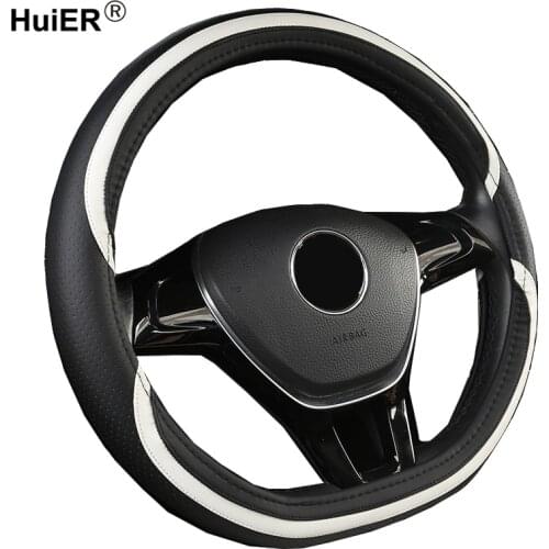 HuiER Car Steering Wheel Cover D Shape For VW Golf 6 Golf 7 For Hyundai Ioniq 2017 2018 For Citroen C3-XR C4 Sega C4L Elysee