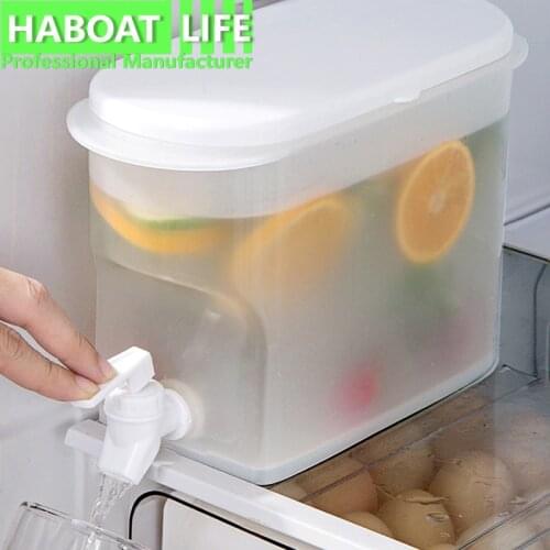 Large Capacity Refrigerator Cold Water Pot with Faucet Sealed Juice Can Plastic Cooling Bucket HB1217 G1
