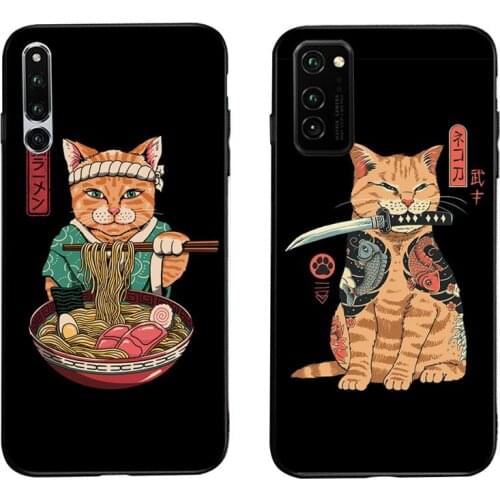Kawaii Neko Ramen Japan Samurai Cat Phone Case For Huawei Nova 6se 7 7pro 7se honor 7A 8A 7C Prime2019