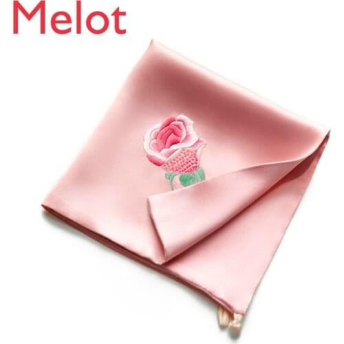 Chinese Hand Embroidery Silk Hand Scarf Square Scarf with Hand Gift for Teacher Girlfriend Gift Embassy Supplies Embroidery Set