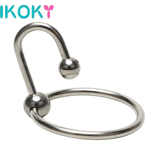 IKOKY Penis Plug Male Chastity Device Urethral Dilator Penis Rings with Head Ring Stainless Steel Catheter Sound Beads